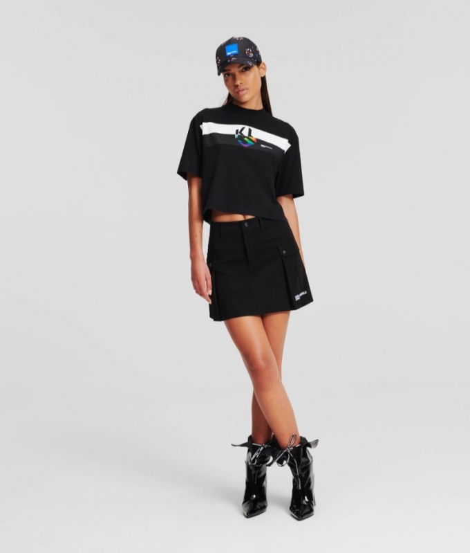 WOMEN'S KLJ CARGO MINI SKIRT - BLACK