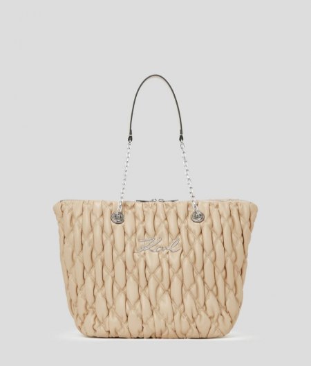 WOMEN'S K/SIGNATURE KUILT TOTE BAG - Trench Beige