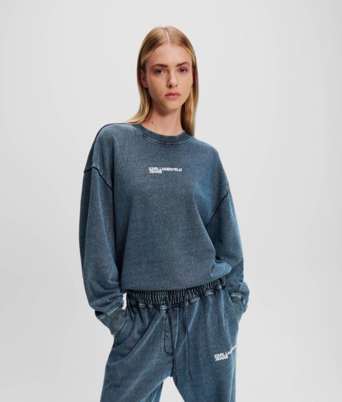 WOMEN'S KLJ ACID-WASH SWEATSHIRT - Blue Indigo