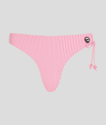 WOMEN'S IKON STRIPED BIKINI BOTTOMS - White-Pink Stripe