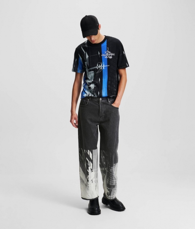 MEN'S KLJ BAGGY TOKYO-PRINT JEANS - Rinsed Wash Black