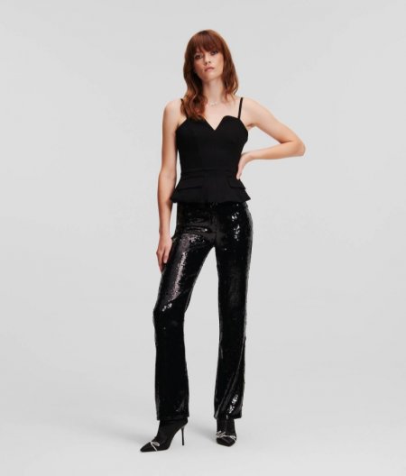 WOMEN'S SEQUIN TROUSERS - Black