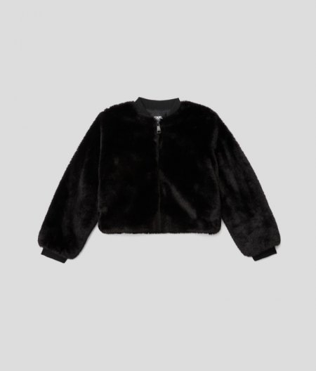 GIRLS FAUX-FUR JACKET - Black