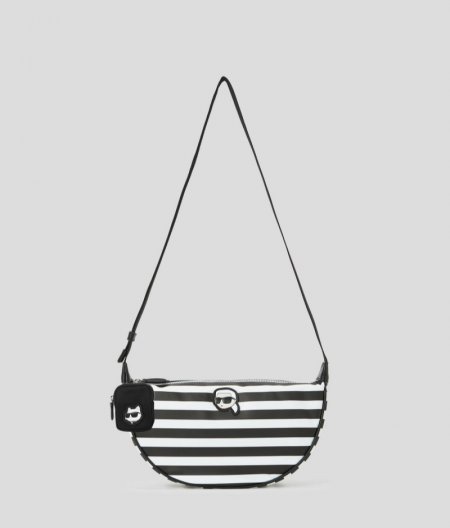 WOMEN'S IKON NYLON SMALL HALF-MOON BAG - Small Stripe Black-White