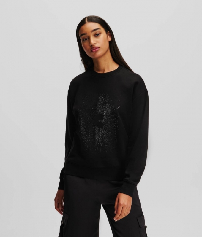 WOMEN'S KARL KAMEO RHINESTONE SWEATSHIRT - Black