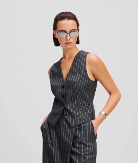 WOMEN'S METALLIC PINSTRIPE WAISTCOAT - Quiet Shade