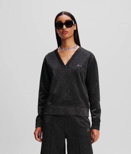 WOMEN'S LUREX SWEATSHIRT - Silver Lurex